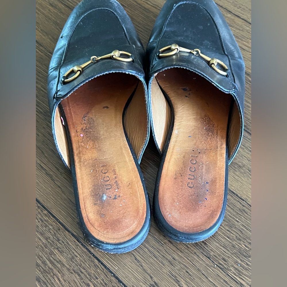 Authentic Gucci Princeton Mules Slides - Black and Gold - Picture 3 of 8